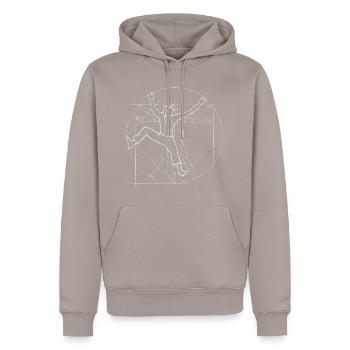 Freeclimber escalade vitruvienne - Sweat à capuche Premium bio Homme - taupe - Devant - Nico (187cm)