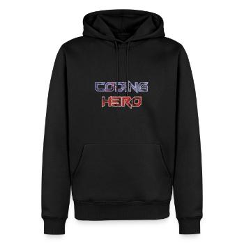 Coding Hero - héros de la programmation - Sweat à capuche Premium bio Homme - noir - Devant - Nico (187cm)