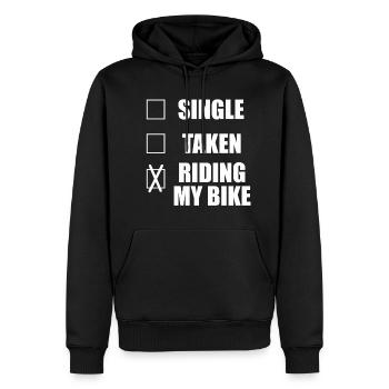 Énonciations drôles simples motard motard vélo disant - Sweat à capuche Premium bio Homme - noir - Devant - Nico (187cm)