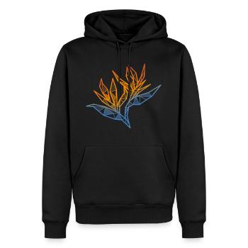 Oiseau du paradis fleurs fleurs cadeau géométrique - Sweat à capuche Premium bio Homme - noir - Devant - Nico (187cm)