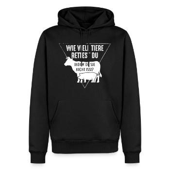 Bien-être des animaux - Combien d'animaux sauvez-vous? - Sweat à capuche Premium bio Homme - noir - Devant - Nico (187cm)