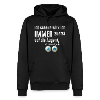 opticien - Sweat à capuche Premium bio Homme - noir - Devant - Nico (187cm)
