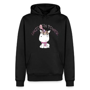 Unicorn Power - Männer Premium Bio Hoodie - Schwarz - Vorne - Nico (187cm)