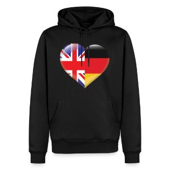 Coeur drapeau Angleterre Allemagne allemand cadeau - Sweat à capuche Premium bio Homme - noir - Devant - Nico (187cm)