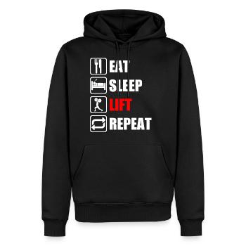 weightlifting - Men’s Premium Organic Hoodie - black - Front - Nico (187cm)