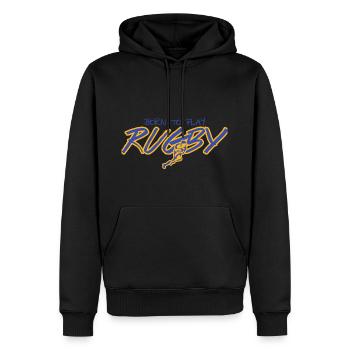 Né pour jouer au rugby! Hommes enfants hommes - Sweat à capuche Premium bio Homme - noir - Devant - Nico (187cm)
