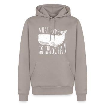 Baleine bienvenue océan cadeau mammifère marin - Sweat à capuche Premium bio Homme - taupe - Devant - Nico (187cm)