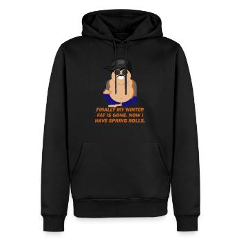 Winterspeck Frühling Fitness Ironisch Geschenkidee - Männer Premium Bio Hoodie - Schwarz - Vorne - Nico (187cm)