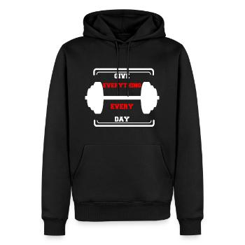 motivation fitness hantel training muskelaufbau - Männer Premium Bio Hoodie - Schwarz - Vorne - Nico (187cm)