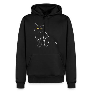 Weiße Katzen mit gelben Augen T Shirt gestrichelt - Männer Premium Bio Hoodie - Schwarz - Vorne - Nico (187cm)