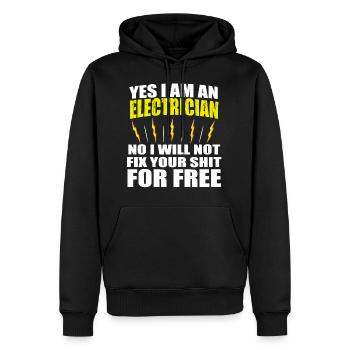 Lustige Elektriker Sprüche Geschenk - Männer Premium Bio Hoodie - Schwarz - Vorne - Nico (187cm)