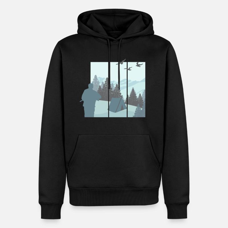 Tentes et nature - Sweat à capuche Premium bio Homme - noir
