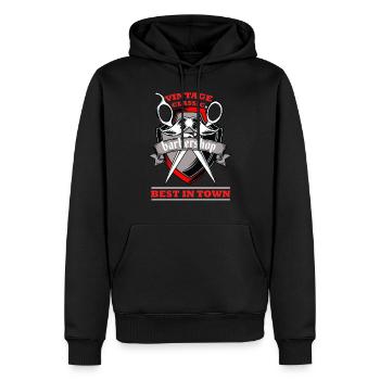 Bester Barbershop - Männer Premium Bio Hoodie - Schwarz - Vorne - Nico (187cm)