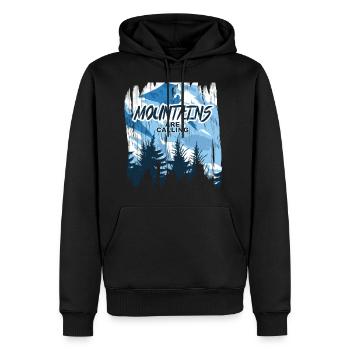 Die Berge rufen - Männer Premium Bio Hoodie - Schwarz - Vorne - Nico (187cm)