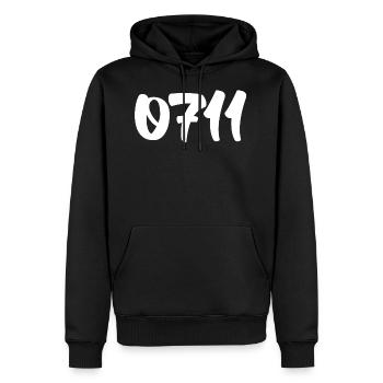 0711 Stuttgart Shirt Geschenk Geschenkidee - Männer Premium Bio Hoodie - Schwarz - Vorne - Nico (187cm)