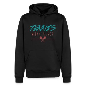 Tennis - Quoi d'autre? Sport hommes femmes cadeau - Sweat à capuche Premium bio Homme - noir - Devant - Nico (187cm)