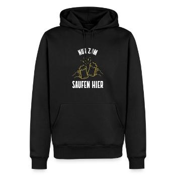 Juste pour boire ici - Sweat à capuche Premium bio Homme - noir - Devant - Nico (187cm)
