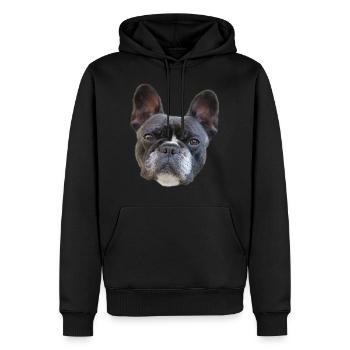LIMITED * Bouledogue Français * - Sweat à capuche Premium bio Homme - noir - Devant - Nico (187cm)