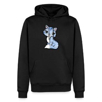 Chaton, chat, dessin animé, motive, chat, dame, cadeau - Sweat à capuche Premium bio Homme - noir - Devant - Nico (187cm)