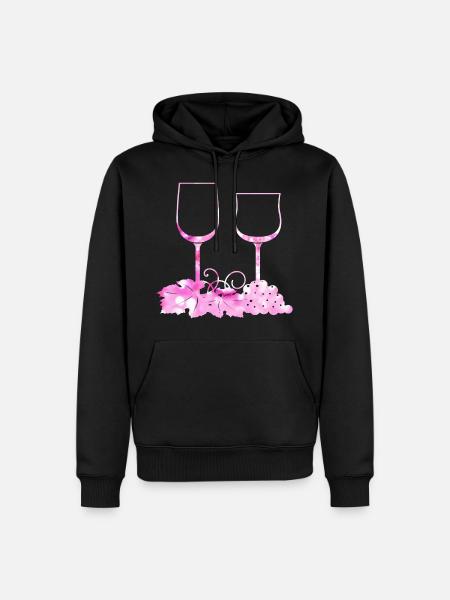 Wine glasses Grape vine leaf - Men’s Premium Organic Hoodie - black
