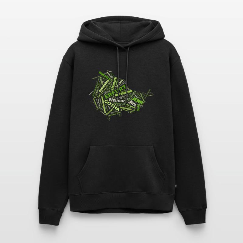 Thuringia Map Cities Men’s Premium Organic Hoodie