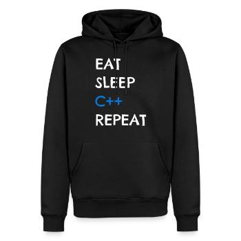 C++ - Men’s Premium Organic Hoodie - black - Front - Nico (187cm)
