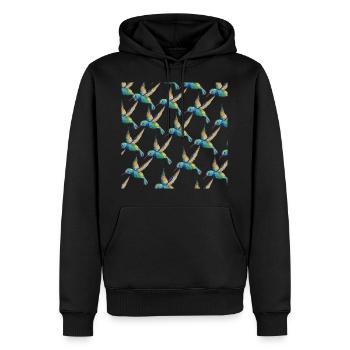 Kolibri-Muster-Vogel-Liebhaber-Geschenk-Entwurf - Männer Premium Bio Hoodie - Schwarz - Vorne - Nico (187cm)
