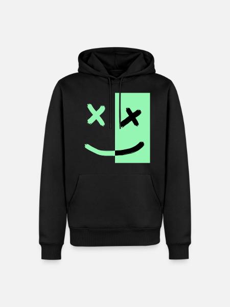 Smiley - Männer Premium Bio Hoodie - Schwarz