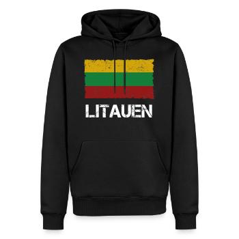 Lituanie - Sweat à capuche Premium bio Homme - noir - Devant - Nico (187cm)