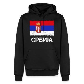 Serbien Србија Flagge Vintage - Männer Premium Bio Hoodie - Schwarz - Vorne - Nico (187cm)