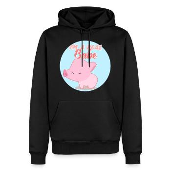 Je suis un vrai bébé Je suis un vrai bébé - Sweat à capuche Premium bio Homme - noir - Devant - Nico (187cm)