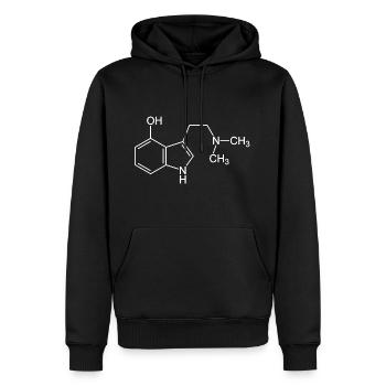 Psilocine molécule - Sweat à capuche Premium bio Homme - noir - Devant - Nico (187cm)