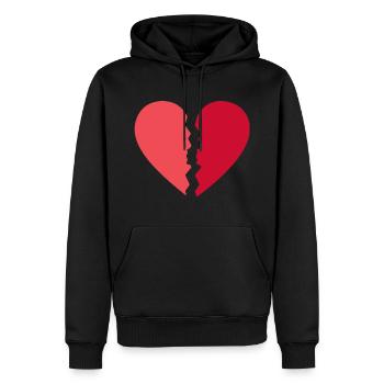 Coeur brisé Triste rupture Cadeau - Sweat à capuche Premium bio Homme - noir - Devant - Nico (187cm)