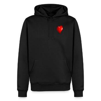 Cœur Amour Amour Idée cadeau Cœur Paroles de bonheur - Sweat à capuche Premium bio Homme - noir - Devant - Nico (187cm)