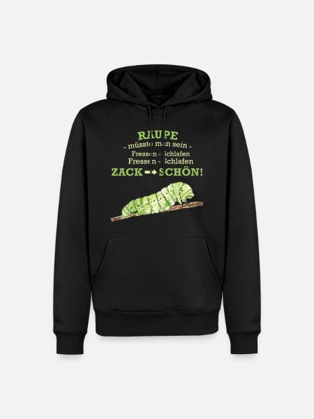 Chenille mangeant des animaux - Sweat à capuche Premium bio Homme - noir