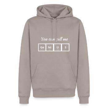Genius - Sweat à capuche Premium bio Homme - taupe - Devant - Nico (187cm)