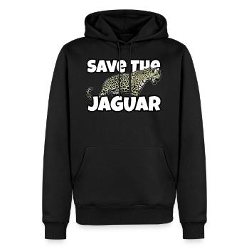 Rettet den Jaguar Spruch Tierschutz Jaguare Tiere - Männer Premium Bio Hoodie - Schwarz - Vorne - Nico (187cm)