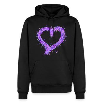 Coeur violet - Sweat à capuche Premium bio Homme - noir - Devant - Nico (187cm)