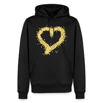 Herz gelb - Männer Premium Bio Hoodie - Schwarz - Vorne - Nico (187cm)