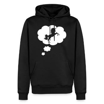 Licorne dans la bulle de pensée - Sweat à capuche Premium bio Homme - noir - Devant - Nico (187cm)