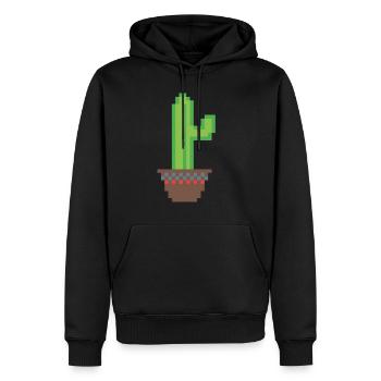 Kaktus Pixel Art - Männer Premium Bio Hoodie - Schwarz - Vorne - Nico (187cm)