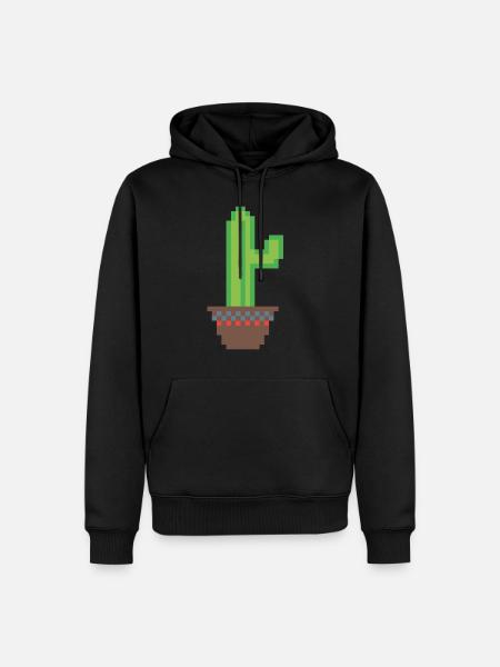 Cactus Pixel Art - Men’s Premium Organic Hoodie - black