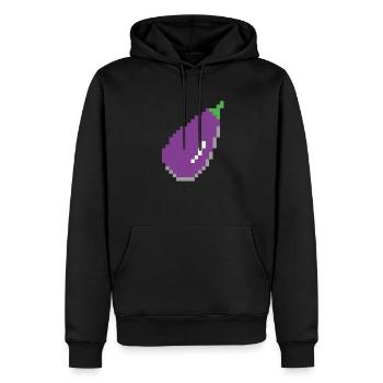 Aubergine Pixel Art - Männer Premium Bio Hoodie - Schwarz - Vorne - Nico (187cm)