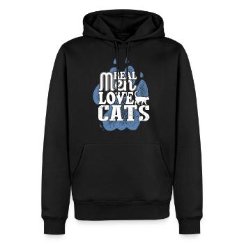Real men love cats - Men’s Premium Organic Hoodie - black - Front - Nico (187cm)