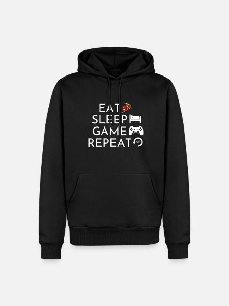 Eat Sleep Game Repeat - Männer Premium Bio Hoodie - Schwarz