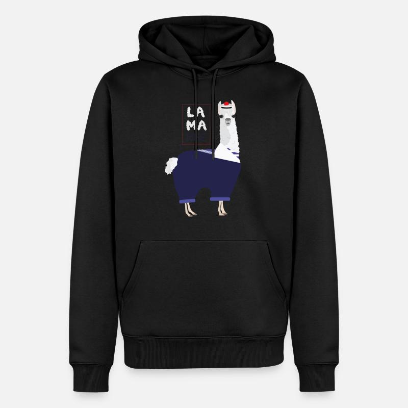 Lama rine - Sweat à capuche Premium bio Homme - noir