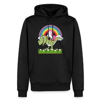 CHEMISE DE BÉBÉ DRÔLE | ENFANT DINOSAUR UNICORN - Sweat à capuche Premium bio Homme - noir - Devant - Nico (187cm)