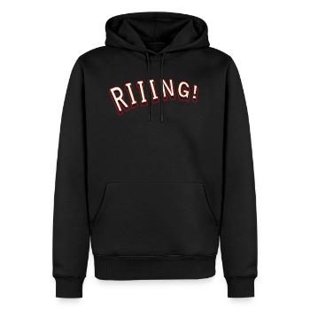 riiing - Men’s Premium Organic Hoodie - black - Front - Nico (187cm)