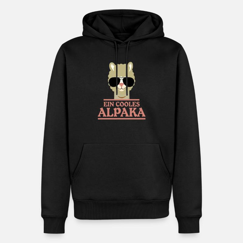 Cooles Alpaka - Männer Premium Bio Hoodie - Schwarz