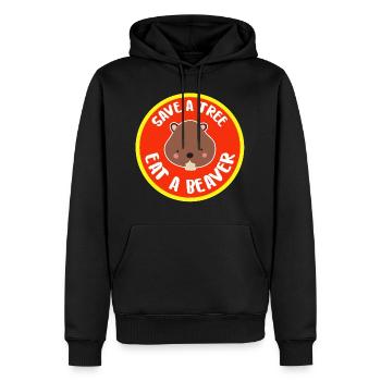 Bieber Bäume Umweltschutz süß Grillen Geschenkidee - Männer Premium Bio Hoodie - Schwarz - Vorne - Nico (187cm)